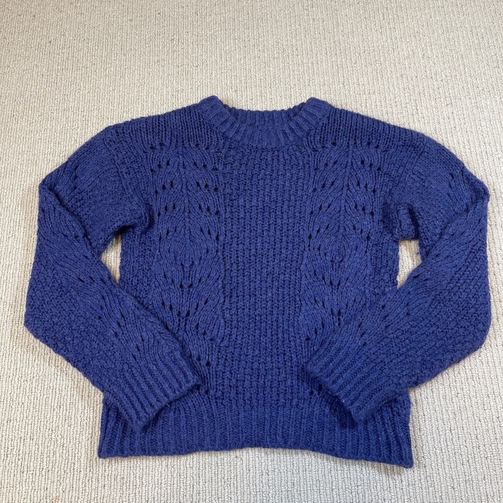 Urban Outfitters Women's Small Purple Solid Pullover Sweater Crew Neck Open Knit